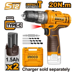 Ingco type c 12 volt hammer drill, model CIDLI12202