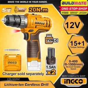 دریل پیچ گوشتی شارژی 12 ولت اینکو تایپ c مدل CDLI12202